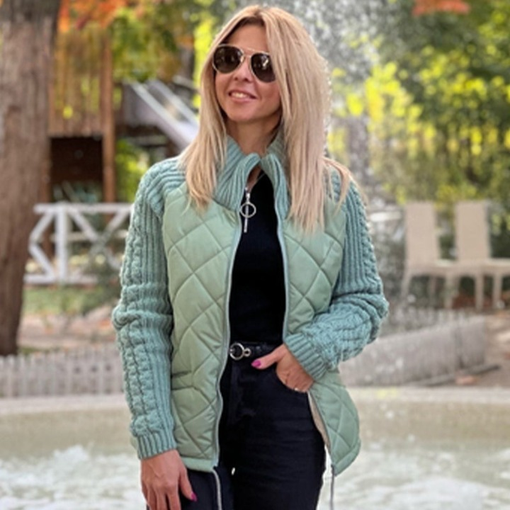 Magda - Patchwork pufferjakke med lynlås