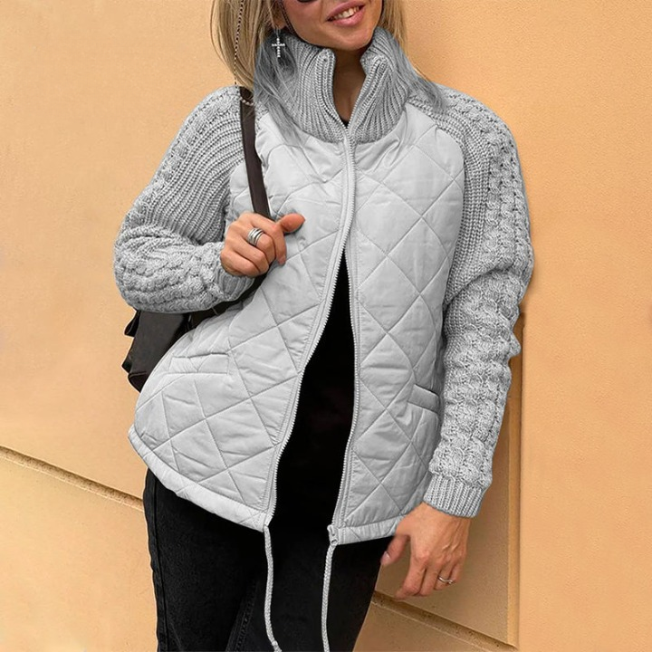 Magda - Patchwork pufferjakke med lynlås