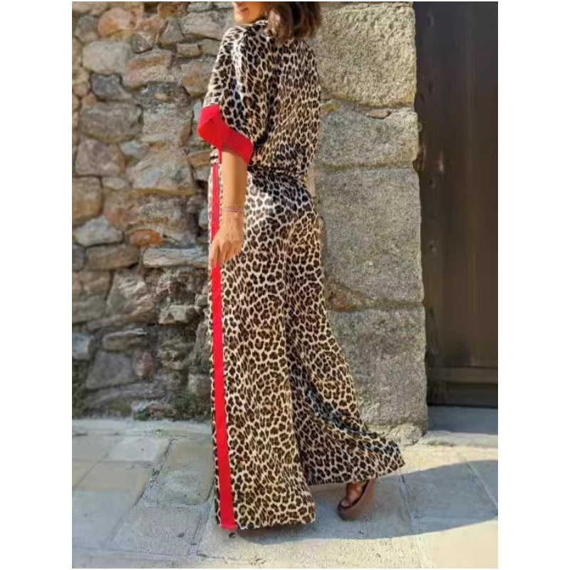 Klara Luxe Leopard Print Two-Piece Sæt – Let og afslappet pasform
