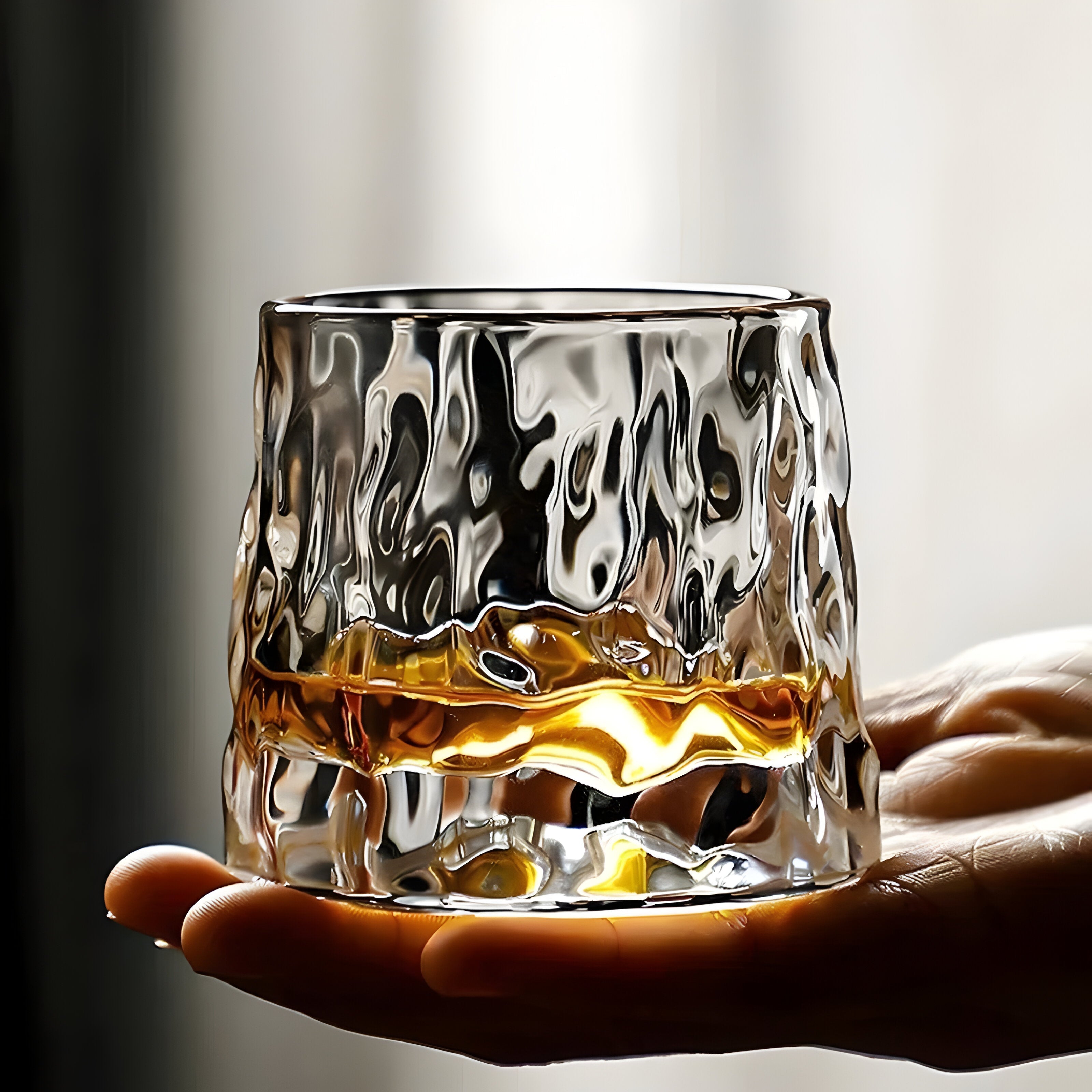 SwirlSip – Roterende tekstureret whiskyglas med iøjnefaldende ribbet design