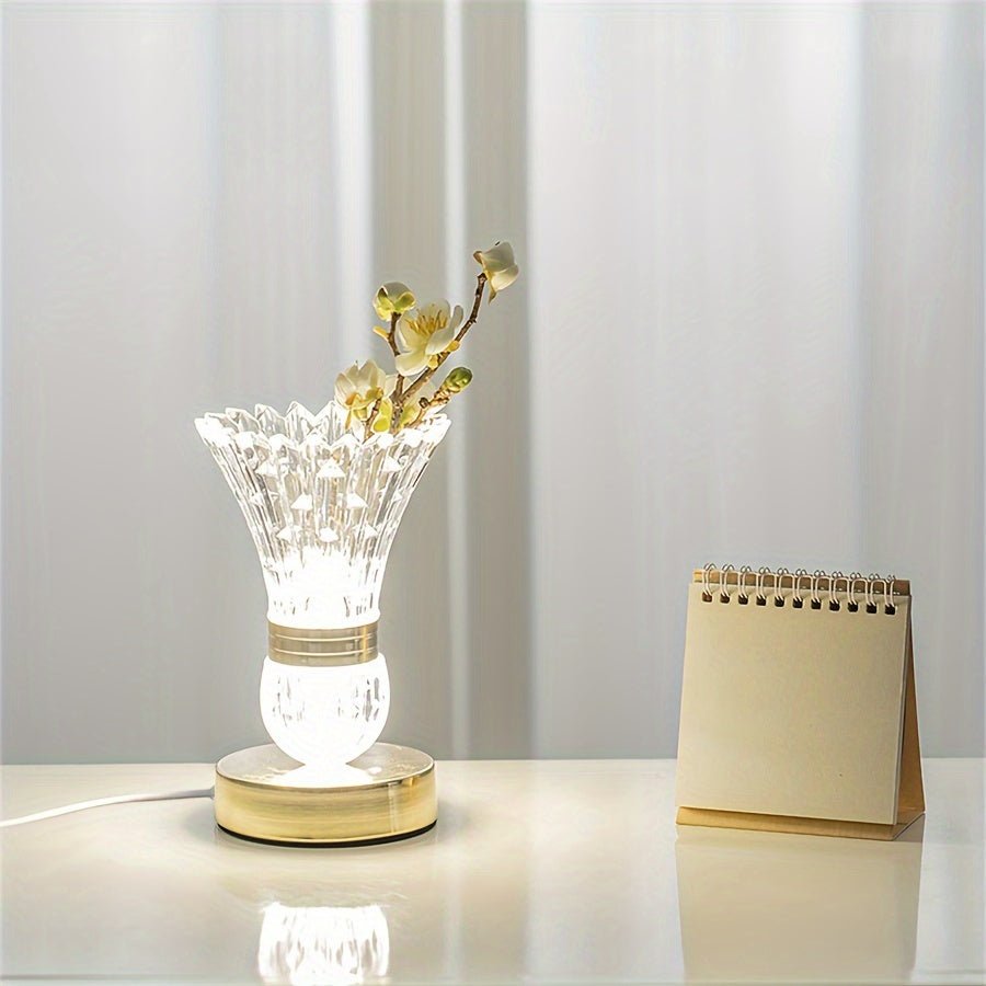 CrystalGlow Elegant LED-bordlampe – Dæmpbart lys for omgivende elegance