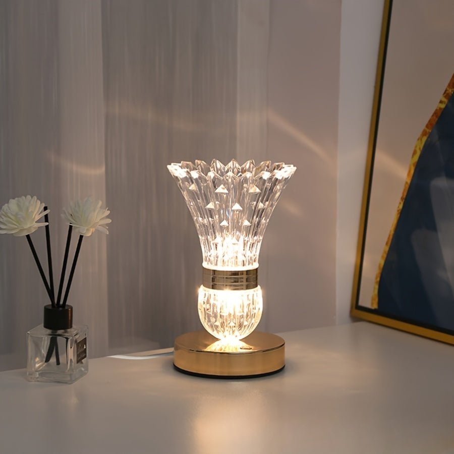 CrystalGlow Elegant LED-bordlampe – Dæmpbart lys for omgivende elegance